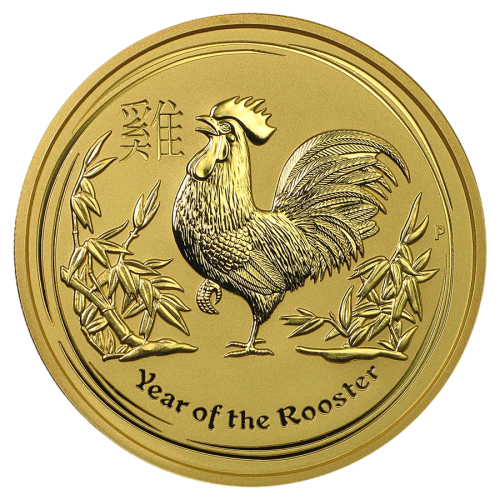 gold coin year of the rooster 2017 2 ounces reverse