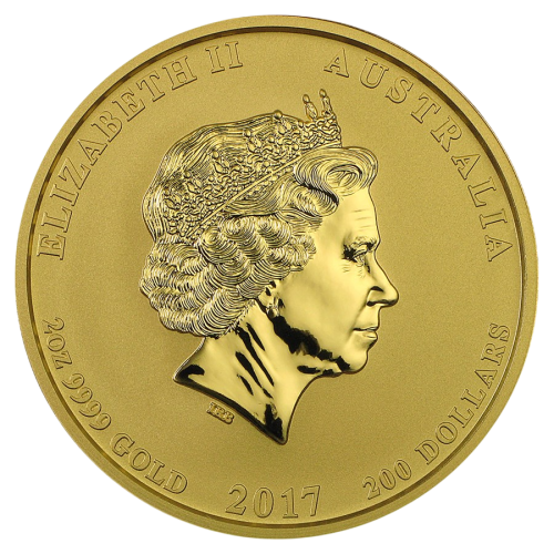 gold coin year of the rooster 2017 2 ounces obverse