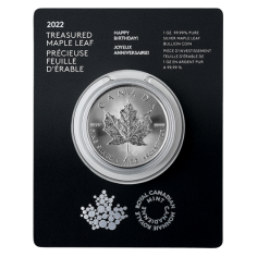 Silver Coin - Canadian Maple Leaf - Happy Birthday - 1 Ounce - 2