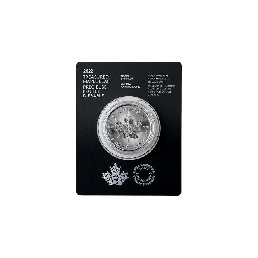 Silver Coin - Canadian Maple Leaf - Happy Birthday - 1 Ounce - 2