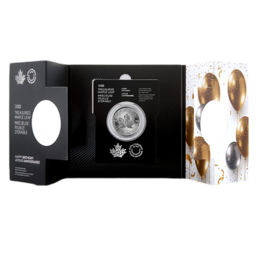 Silver Coin - Canadian Maple Leaf - Happy Birthday - 1 oz - 4