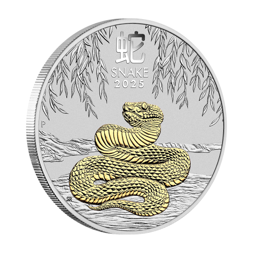 Silver Coin: Australian Year of the Snake 2025, Gold-Plated Reverse (2)