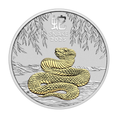 Silver Coin - Australian Year of the Snake 2025 - Gold-Plated Reverse (1)