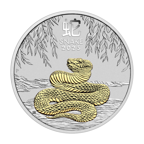 Silver Coin - Australian Year of the Snake 2025 - Gold-Plated Reverse (1)