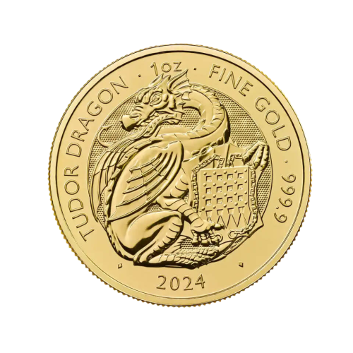 gold coin beasts of the Tudors Tudor dragon 1 ounce reverse