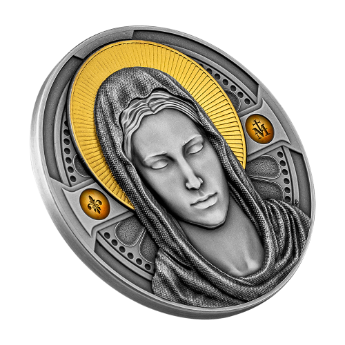 silver coin, Mother of God, 2000 CFA francs, reverse side 2