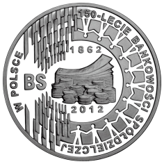 silver coin commemorating the 150th anniversary of cooperative banking in Poland – reverse side