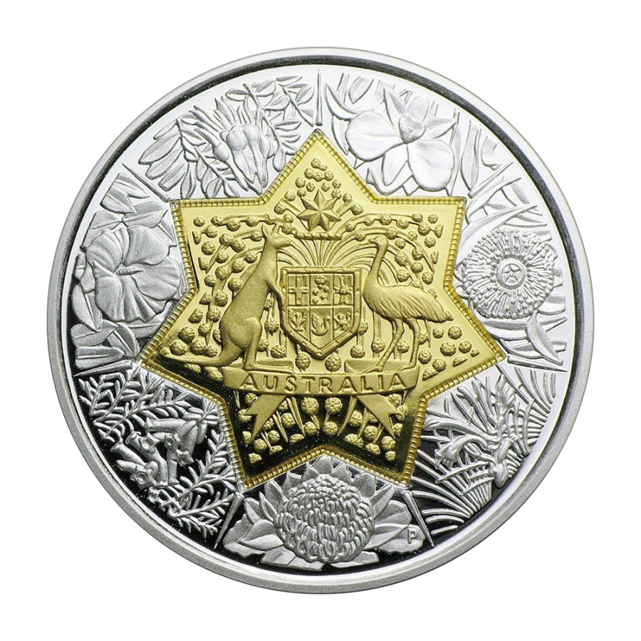bi-metal coin commemorating the centenary of the Flower Federation, 2001, reverse side