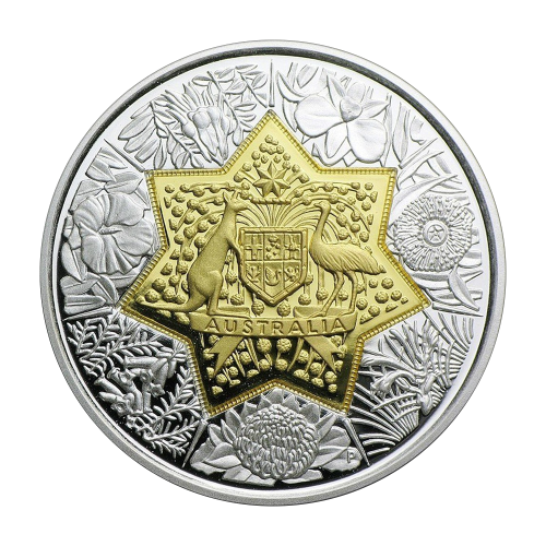 bi-metal coin commemorating the centenary of the Flower Federation, 2001, reverse side