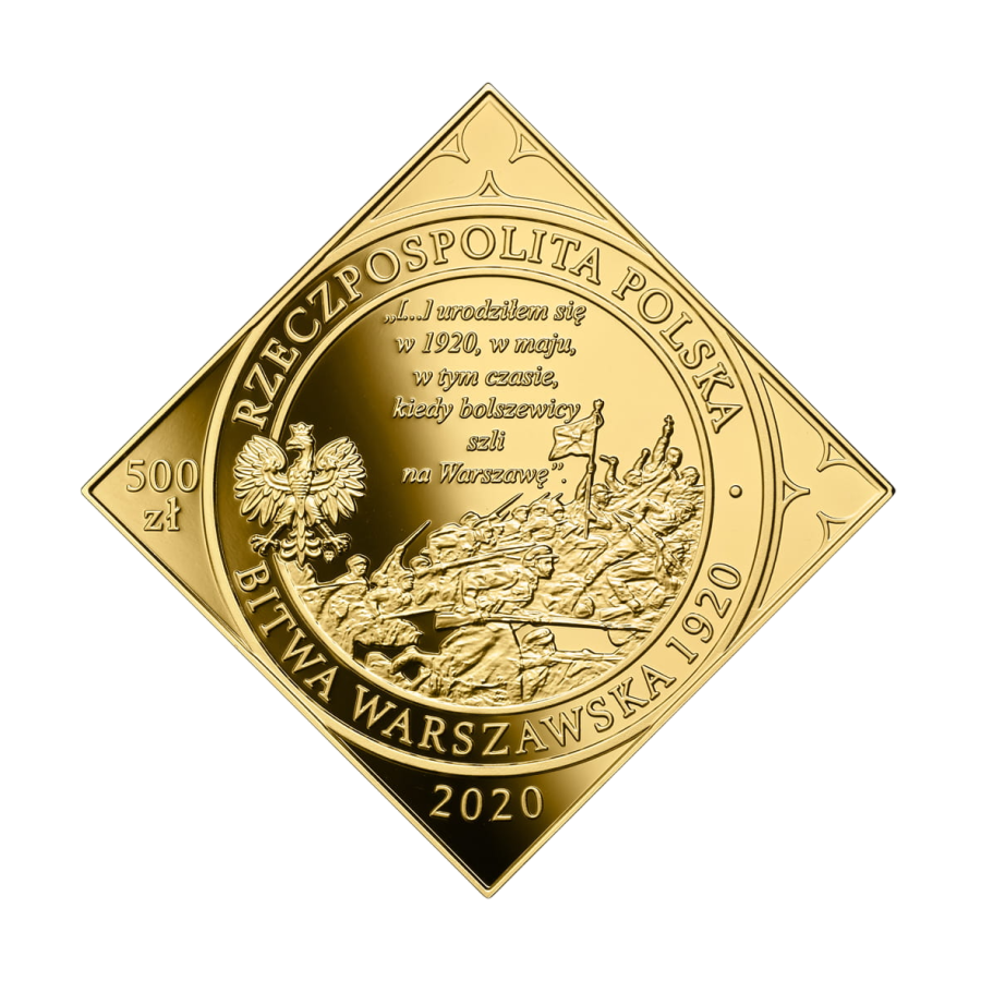 500 PLN Gold Coin – 100th Anniversary of the Birth of Saint John Paul II – 2 Ounces of Gold – Obverse