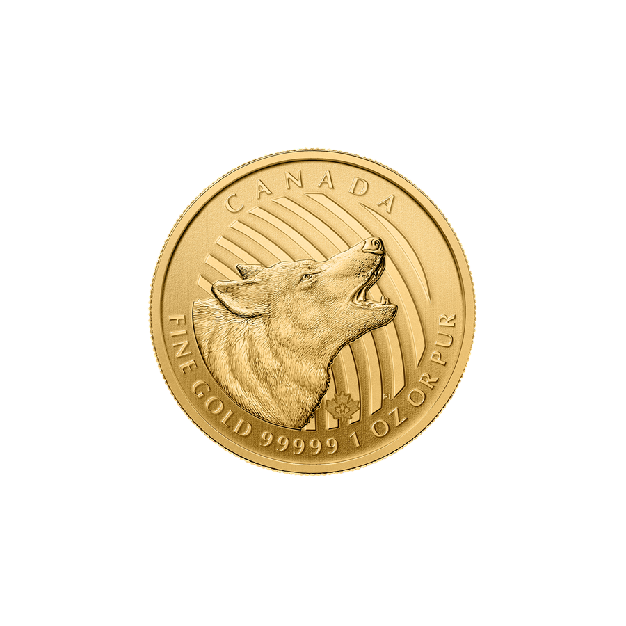 gold coin call of nature howling wolf 1 ounce gold reverse