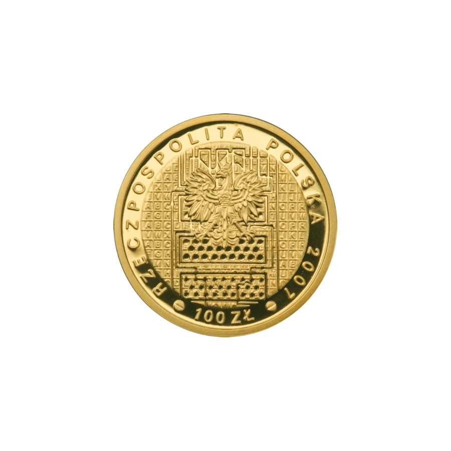 gold coin 100 zloty 75th anniversary of breaking the Enigma code obverse
