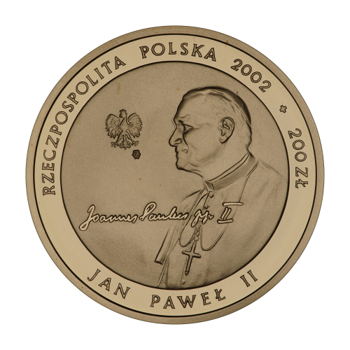 gold coin 200 PLN John Paul II 2002 obverse