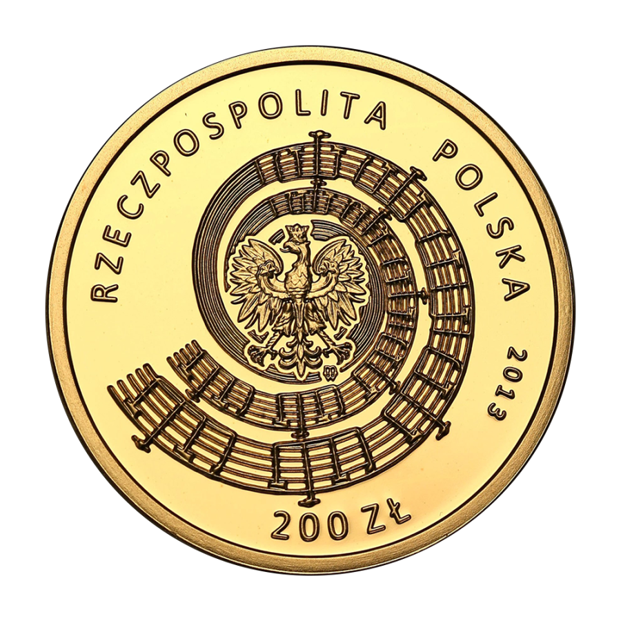 gold coin 200 zloty Witold Lutosławski 2013 obverse