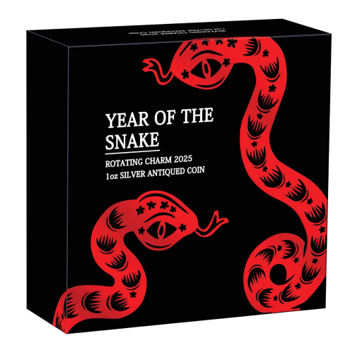 Silver coin with rotating center Year of the Snake 2025 - 24-hour shipping!
