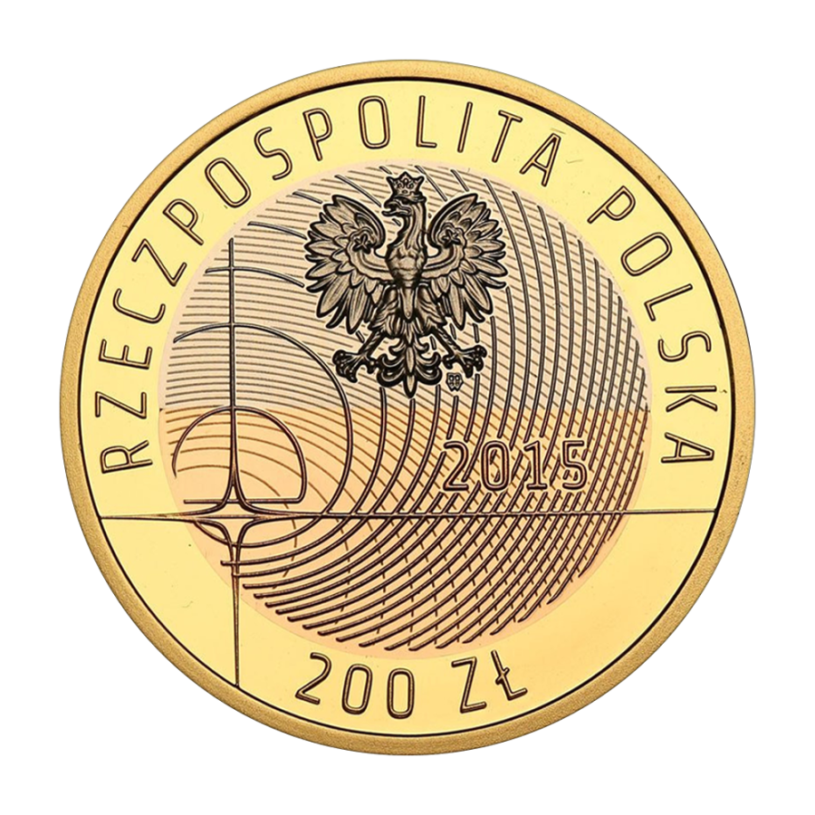 gold coin 200 PLN 100th anniversary of the Warsaw University of Technology 2015 obverse