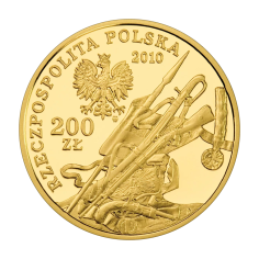 gold coin 200 PLN history of Polish cavalry Napoleon's Imperial Guard reverse 2