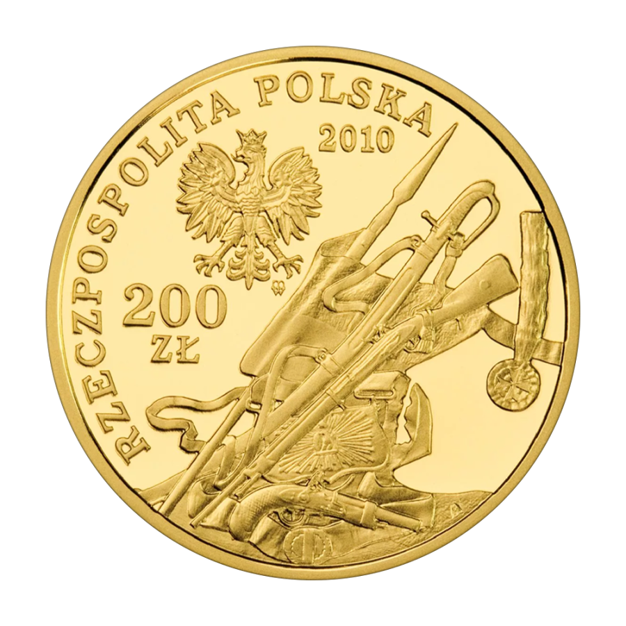 gold coin 200 zloty history of Polish cavalry Napoleon's Imperial Guard obverse