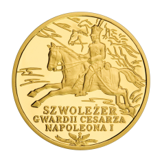 gold coin 200 zloty history of Polish cavalry Napoleon's Imperial Guard reverse