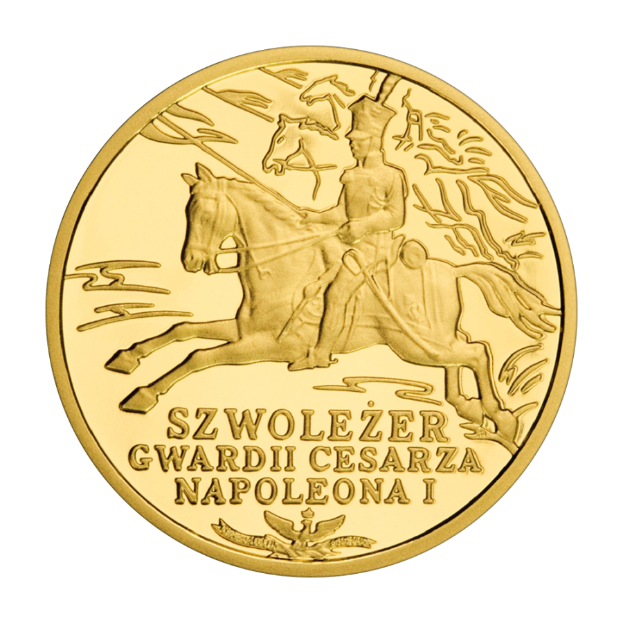 gold coin 200 zloty history of Polish cavalry Napoleon's Imperial Guard reverse