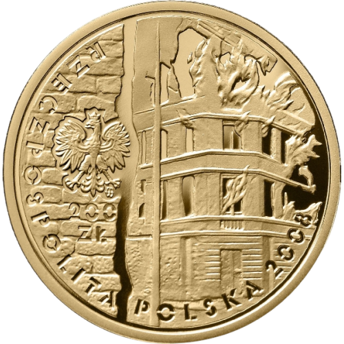 gold coin 200 PLN 65th anniversary of the Warsaw Ghetto Uprising 2008 obverse