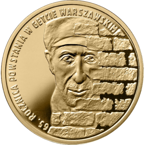 gold coin 200 PLN 65th anniversary of the Warsaw Ghetto Uprising 2008 reverse