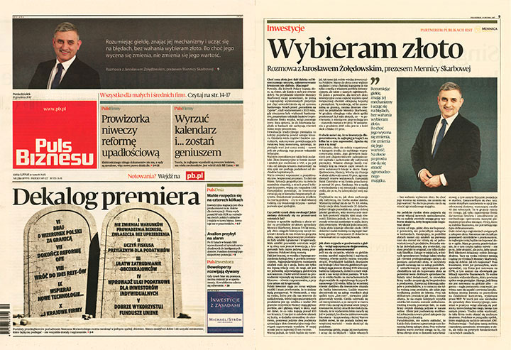 I choose gold – Jarosław Żołędowski, President of Mennica Skarbowa, in an interview for Puls Biznesu